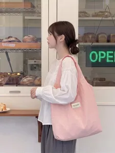 Große rosa Macaron Leinwand Einkaufstasche für Studenten und das tägliche Pendeln