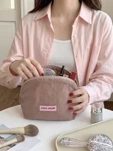 Koreaanse halfronde cosmetische opbergtas met ritssluiting voor make-up en reizen