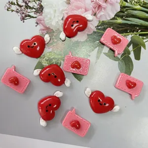 Cute red winged heart and pink envelope resin DIY charms, perfect for handmade crafts and phone case decor.