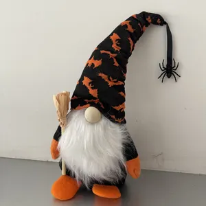 Halloween gnome plush toy with bat pattern hat, cute holiday table decoration and cute gift.