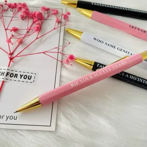 Set de 5 bolígrafos novedad despedida de soltera frases divertidas con decoración de tarjeta