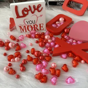 Valentine's day vase filler red pink heart beads pearls set romantic home party table decoration