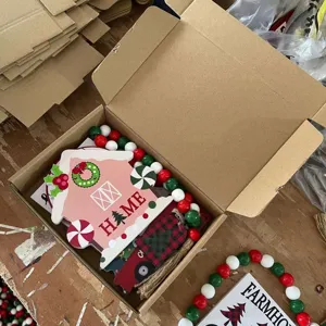 Weihnachten Schicht Tablett Dekor Holz Schilder und Perlen Set für Bauernhaus Zuhause Tisch