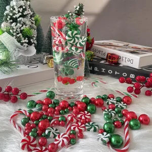 Christmas vase filler pearls and floating beads set, festive holiday table decoration props.