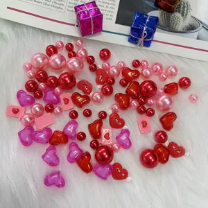 Valentine vase filler pearl heart pink red beads detail shot for decor and party styling