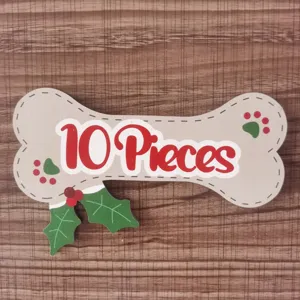Weihnachtlicher Holz Knochen Form Etagen Tablett Dekor Detailansicht, festliche Akzente.