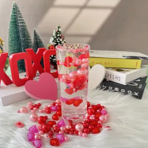 Valentine's vase filler pink red pearls heart gel beads romantic home table decor setup