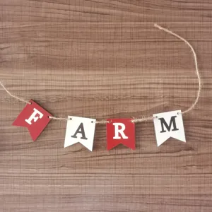 Rustikale Holz Farm Girlande Banner fuer gestufte Tablett Dekoration Wandbehang Party