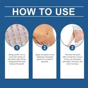 Detail view showing step-by-step application instructions for the body care patch safely.