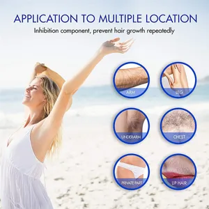 Image de detail de spray depilatoire montrant application sur plusieurs endroits.