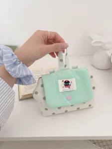 Mini trousse à pois avec rabat chat mignon