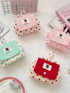 Mini pochettes de rangement portables à pois de style coréen en plusieurs couleurs pour clés