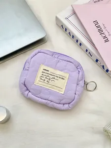 Elegant macaron purple quilted mini storage pouch for portable lipstick and jewelry