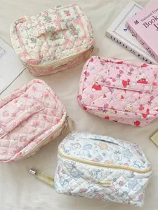 Bolsa de Cosméticos Acolchada Estampado Animal Dibujos Animados Organizador Maquillaje Suave Bolso Mano Viaje Almacenamiento Mujer