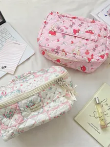 Bolsa de almacenamiento acolchada con estampado de animales, neceser de maquillaje