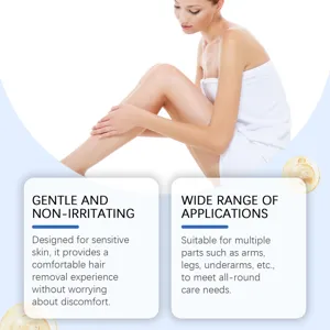 Hair removal mousse scene detail showing gentle application for sensitive skin and body care.