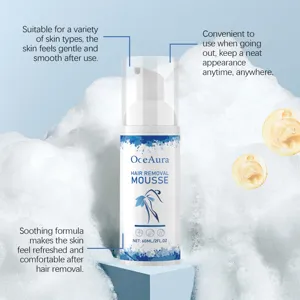 OceAura gentle hair removal mousse 60ml for smooth and comfortable skin anywhere.