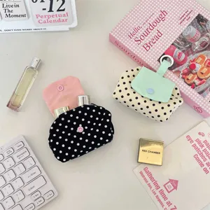 Stilvolle gepunktete Mini-Aufbewahrungstasche mit Druckknopf für Kopfhörer und Lippenstifte
