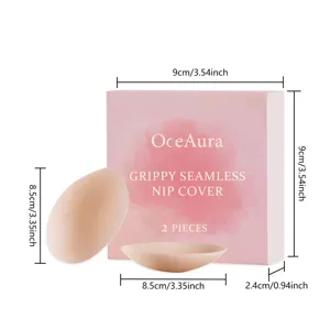 Seamless silicone nip covers with pink packaging box, breathable and comfortable design.