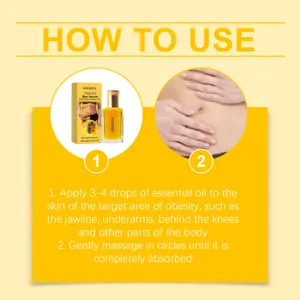 Detaillierte Ansicht des Bienengift-Formungsöls mit Anwendungsschritten und Massageanleitung.