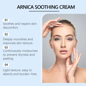 Arnica soothing cream detail showing skincare benefits, moisturizing and nourishing skin gently.