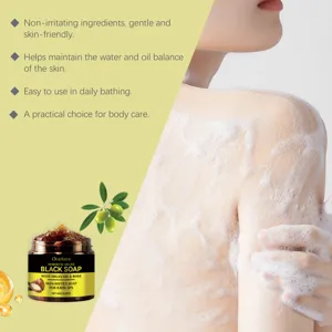 OceAura Savon Noir Argan Marocain soin du corps exfoliant nettoyage doux pot 180g