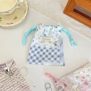 Blumen Patchwork Kordelzug Beutel süße tragbare Kosmetik Schmuck Aufbewahrungstasche
