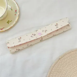 Bolsa de almacenamiento de cubiertos de tela floral con botón a presión, organizador portátil