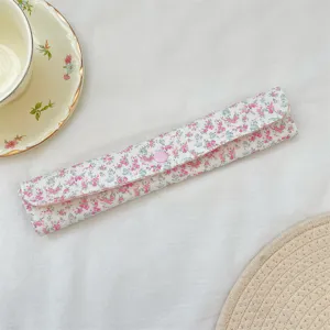 Bolsa de almacenamiento de cubiertos de tela con estampado floral, organizador portátil diario.