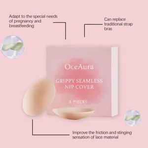 OceAura grippy seamless silicone nip covers 2pcs, breathable soft invisible nipple covers.