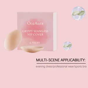 Detail view of seamless silicone nip covers with aloe extract, perfect for various clothing styles.