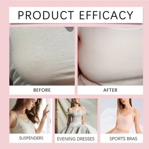 Breast lift tape and care patch detail image showing before after results and outfit styles.