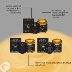 Crema balsamo al miele e sego naturale per una profonda idratazione e cura della pelle.