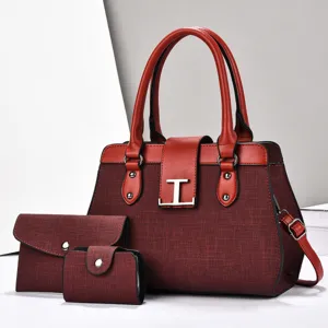Borsa a mano elegante da donna in tela e pelle set shopper tracolla con borse coordinate