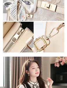 Gedetailleerd overzicht van de Chinese stijl handtas met zijden sjaal, metalen slot en riem.
