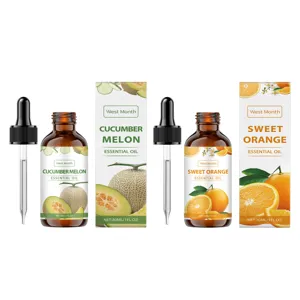 WEST MONTH Cucumber Melon and Sweet Orange Essential Oil set, 30ml moisturizing body care.