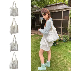 Mori Stil süße Pünktchen Spitze Tote Tasche, große Kapazität Umhängetasche für Damen.