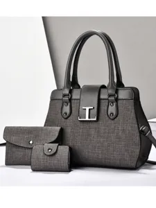 Set borsa a mano grigia da donna grande capacita borsa casual elegante e pratica