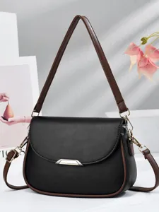 Minimalist small square bag, soft leather commuter shoulder bag for women style.