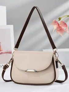Simple small square bag soft leather commuting shoulder bag stylish cross body bag for women
