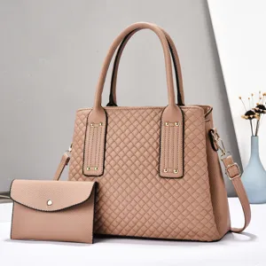 Elegante borsa a mano trapuntata da donna, grande borsa a spalla in pelle PU con pochette.
