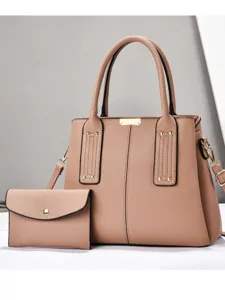 Elegante zachte lederen shopper tas set met een bijpassende portemonnee, grote damestas.