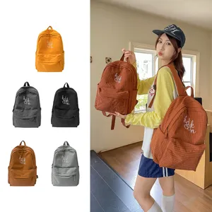 Japanese style plaid large capacity student school bag casual women backpack with letter embroidery.