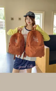 Japanese style ins plaid large capacity student school backpack casual double shoulder bag
