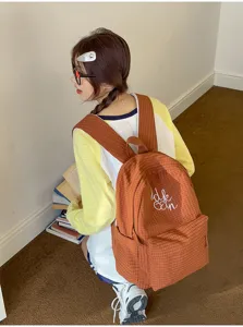 Harajuku style plaid backpack large capacity student school bag casual daypack for women