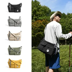 Casual nylon messenger bag with multiple pockets, stylish candy colors daily shoulder bag.