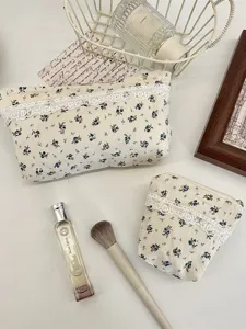 Süße Blumen Kosmetiktasche und Geldbeutel Set mit Spitze, große Reise Make-up Organizer.