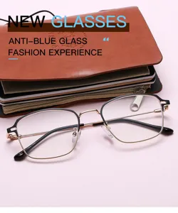 Retro anti-blue light glasses half-frame metal optical frame for men and women stylish eyewear