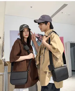 Borsa quadrata neutra da viaggio per commuter in PU alla moda, elegante borsa a tracolla.