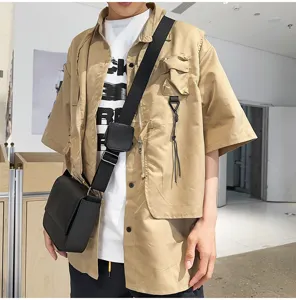Borsetta a tracolla squadrata unisex in PU stile coreano trendy con tracolla larga per viaggi